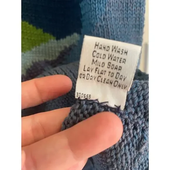 Peruvian Connection Colorful Pima Cotton Knit Top L-XL Purple Green Blue - Picture 4 of 4